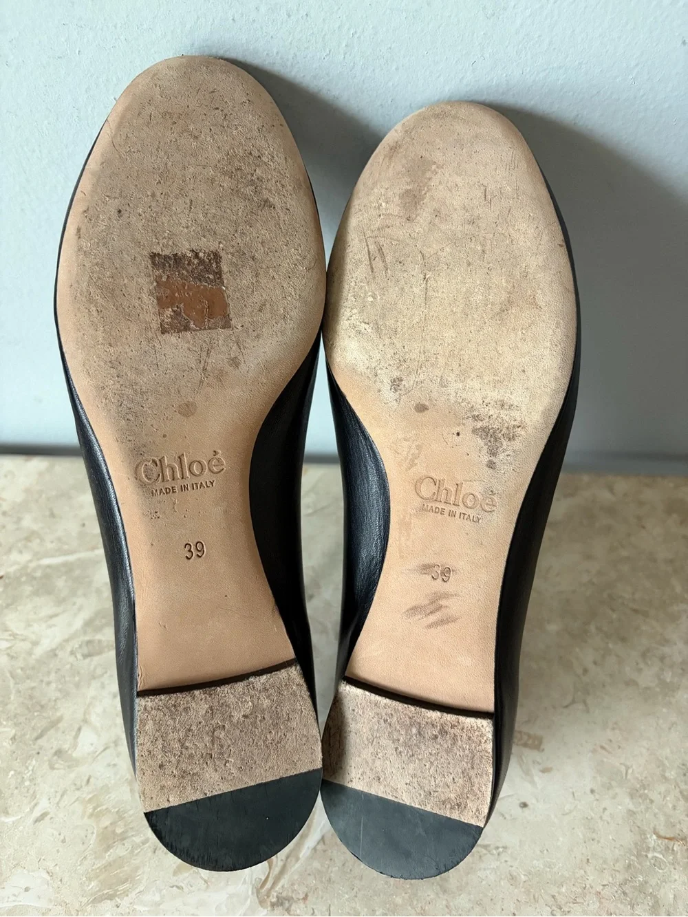 Chloé Lauren Scalloped Ballet Flat Chloe Black Leather Size 39 US 8.5 Designer